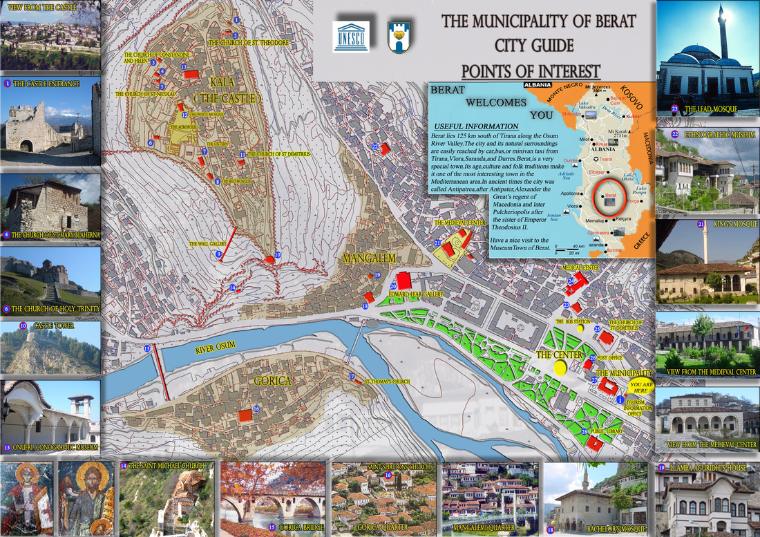 Mapa con los lugares a visitar en Berat