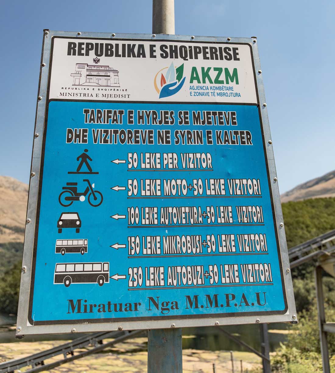 Precios entrada Ojo Azul de Albania